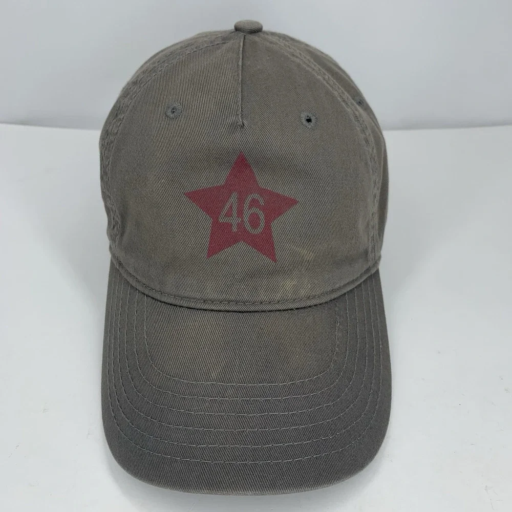 Red Star 46 Hat Women / Youth Gray Adjustable Snapback Baseball Cap DISCOLORED